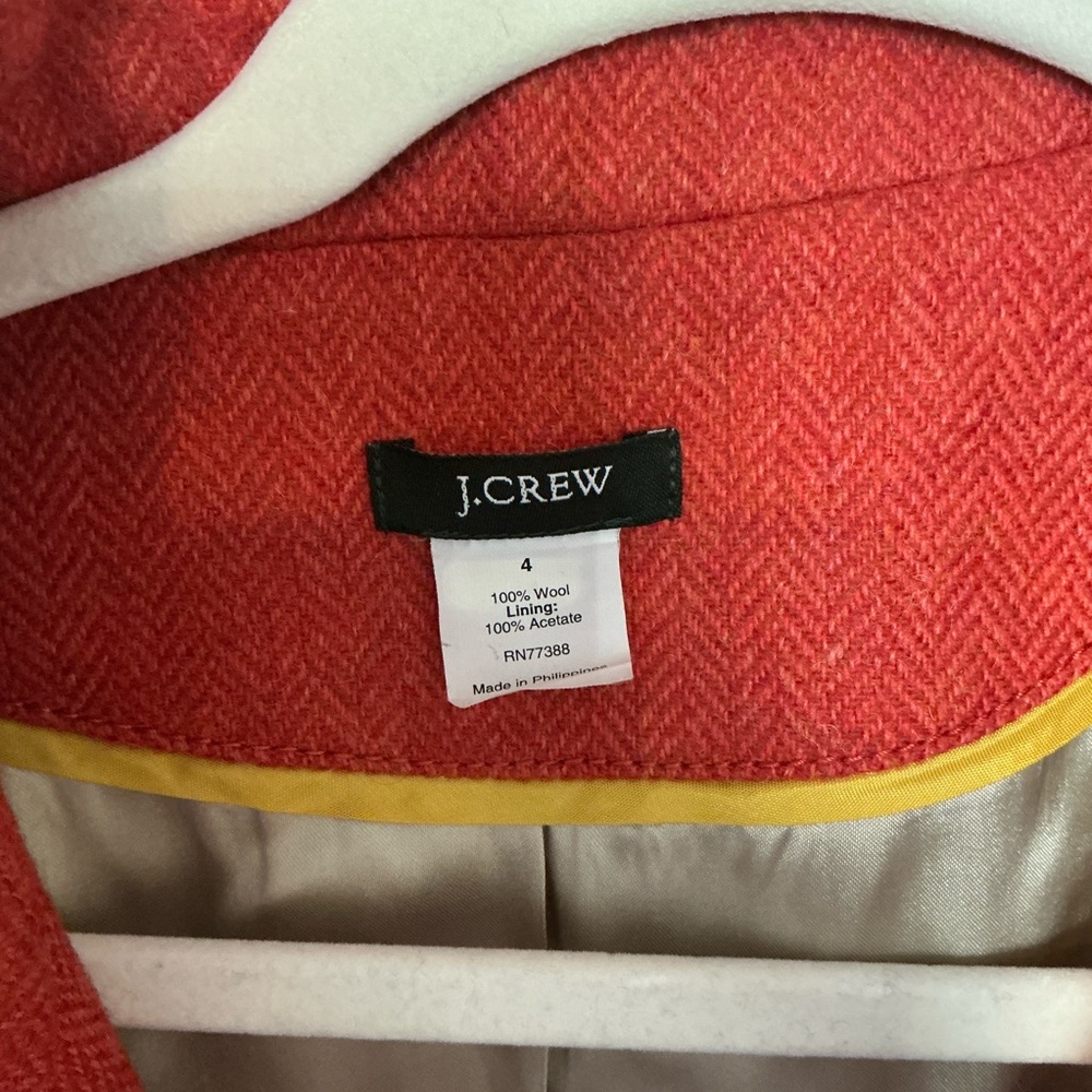 J. Crew Women's Orange Herringbone Wool Blazer - Picture 4 of 4